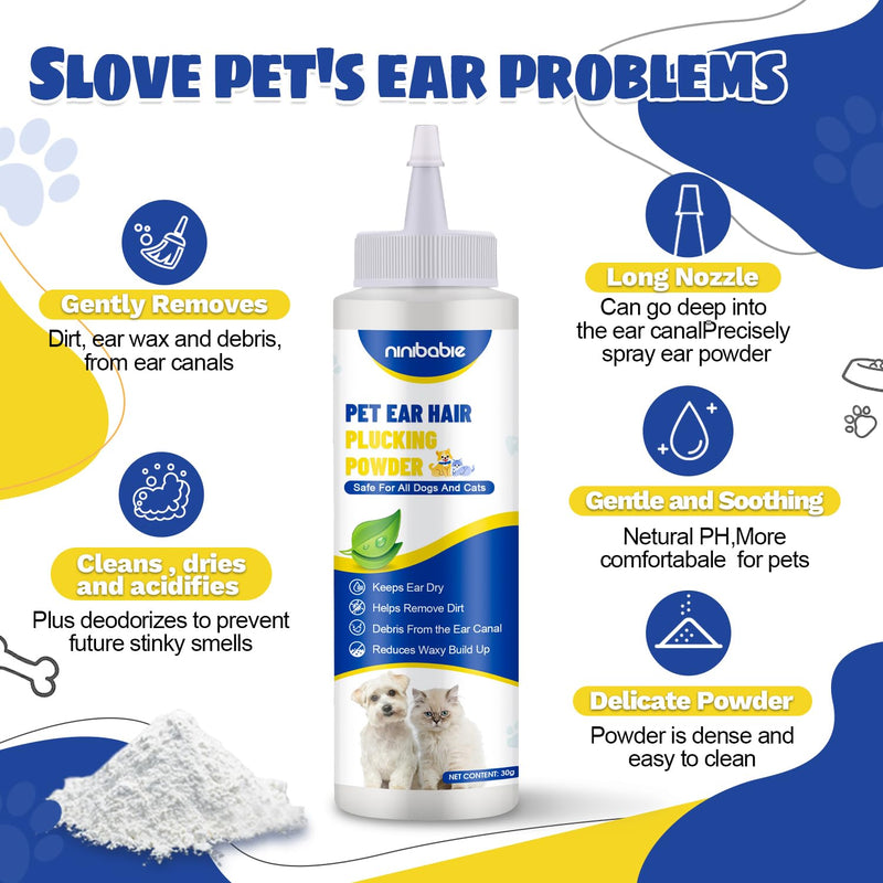 Updated Dog Ear Powder for Hair Removal,Ear Powder for Dogs Plucking with 5.5inch Hemostat Locking Forceps Curved, Removing Earwax and Odor Ear Powder+5.5inch Forceps Curved - PawsPlanet Australia