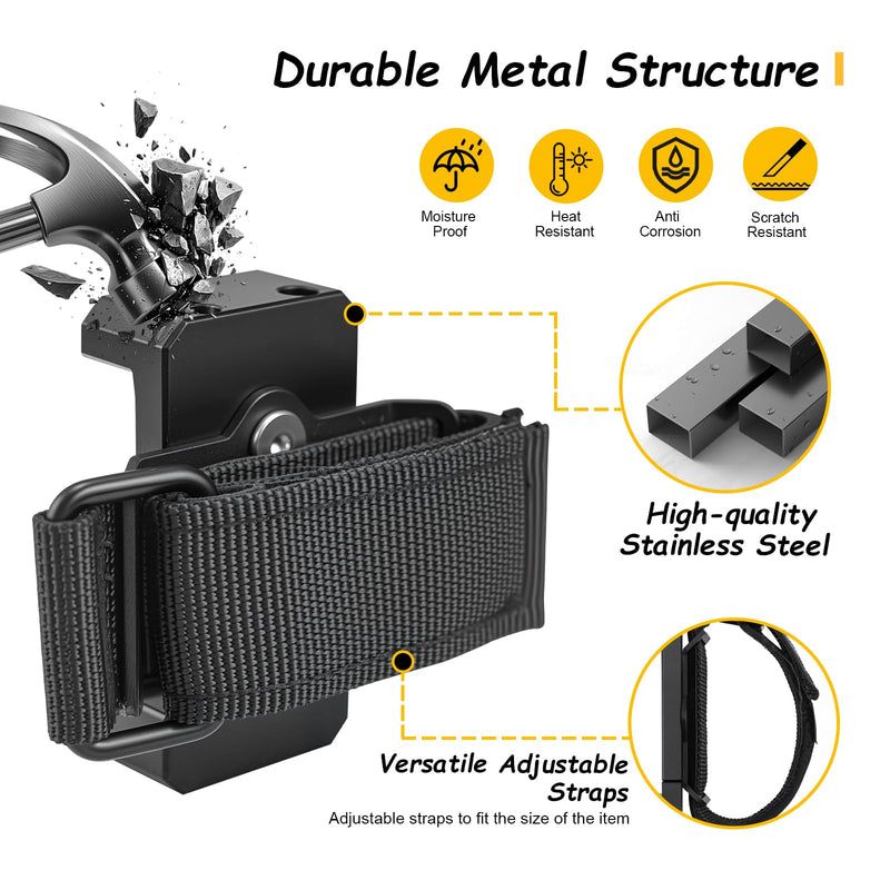 2 Pcs Long Handle Tool Holder Compatible with Klein MODbox Toolbox Rail, Adjustable Rail-Mounted Strap for Axe, Shovel, Drill, Hammer & Rope