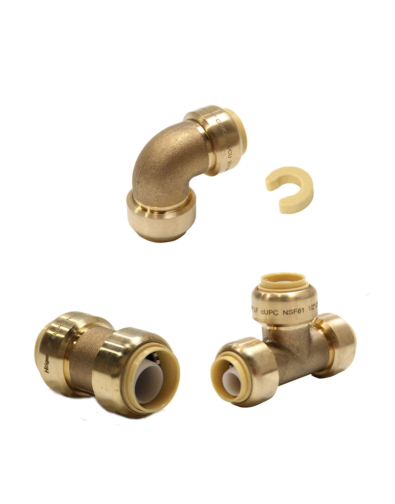 10PC EFIELD 1/2"Push Fit Fitting Bundles to Connect Pex, Copper, CPVC Combo of 10