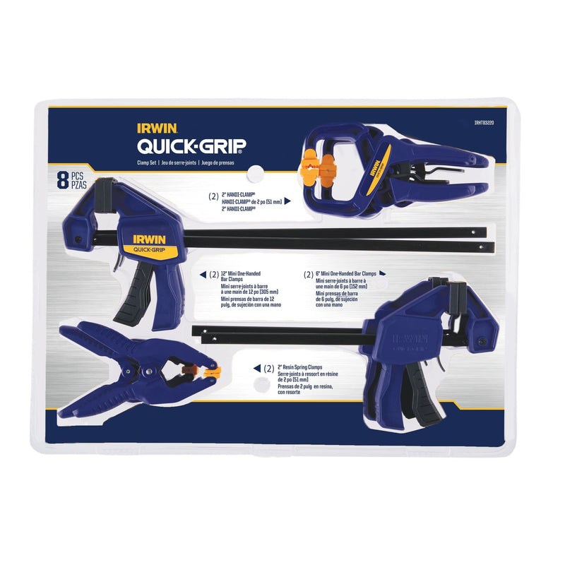 IRWIN QUICK-GRIP Clamps for Woodworking, Quick Release Triggers, 6 Inch, 8 Piece Set (IRHT83220) 8 Pack