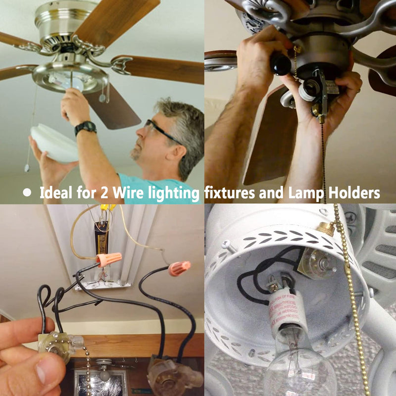 Ceiling Fan Light Switch Metal Zing Ear ZE-109M,Two-Wire ON-Off Pull Chain Switch, Compatible with Hunter Ceiling Fan Light (Bronze) Bronze