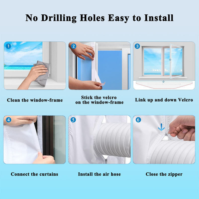 400CM(157") Window Seal Kit, Casement AC Window Vent Seal Kit, 100% Sealing Effect Waterproof Window Seal Kit, Easy Installation, Fit for Single&Dual Hose 1~6in Portable Air Conditioner, Tumbler Dryer White-4M(157")
