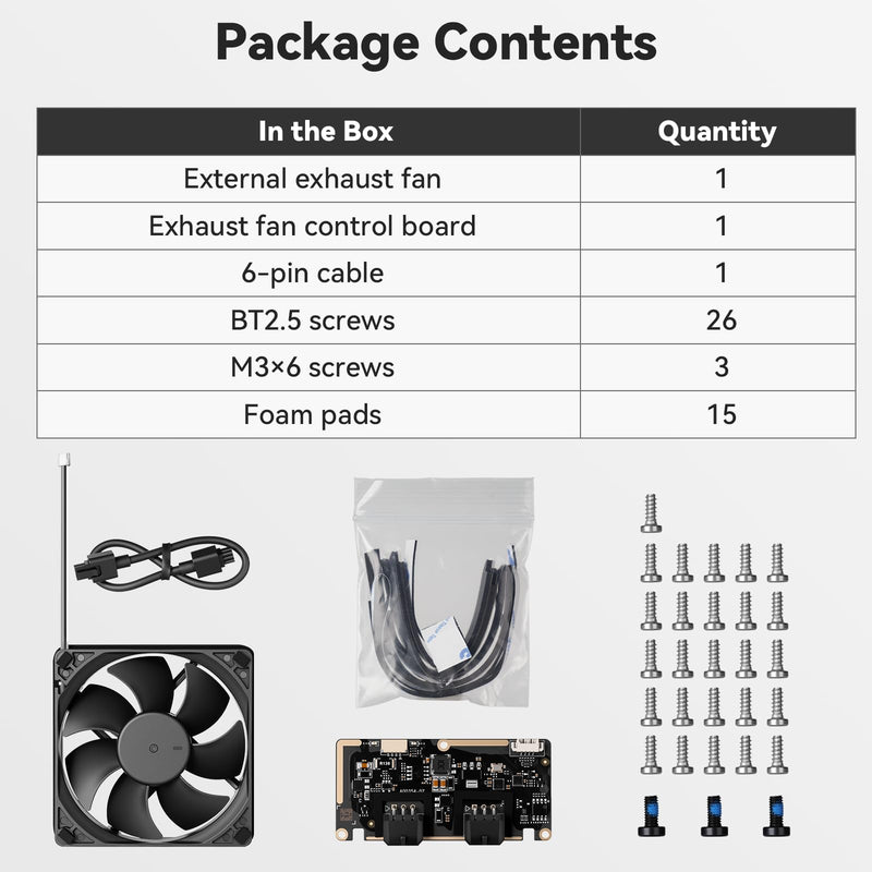 Original External Exhaust Fan Kit Compatible with Bambu Lab P2S with AMS,Active Ventilation 3D Printer Exhaust System for ABS,ASA,Nylon Filament,3D Printer Accessories Advanced Air Ventilation