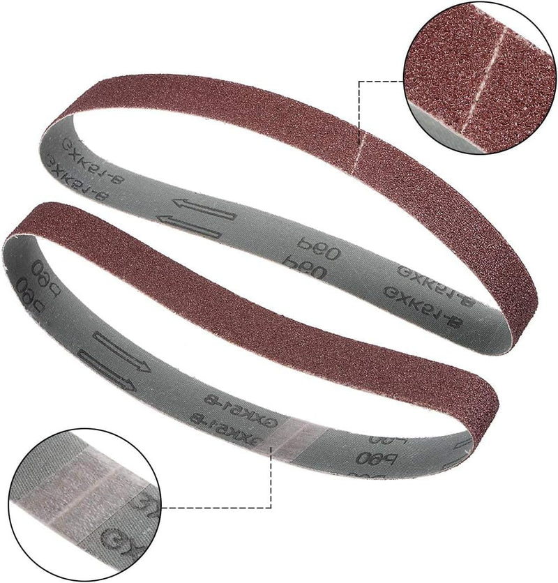 1-1/8" x 21 Inch Sanding Belt for Finishing Metal Drywall Polishing Sharpening 60 Grit 3pcs 3pcs 60 Grit