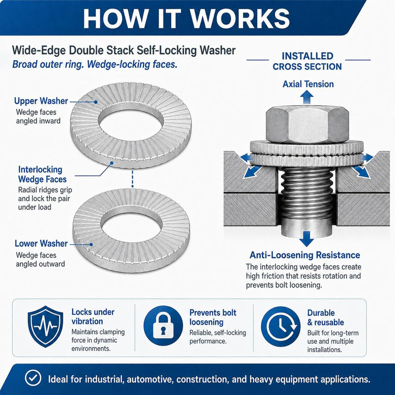 Double Layer self-Locking washers Anti-Loosening Washers Belleville Washers Vibration-Resistant Locking Fasteners for Automotive,IndustrialMachinery,Construction Equipment & Maintenance (5/16",20) 5/16" 20