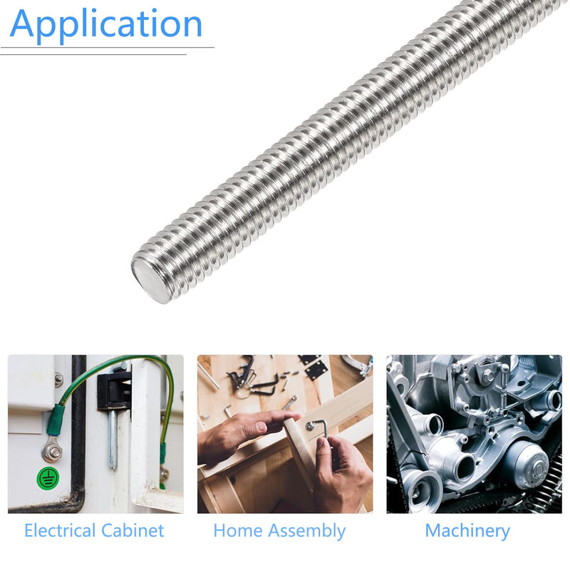 TOP-VIGOR 10Pcs M6-1.0 x 100mm Length Fully Threaded Rod, 304 Stainless Steel Right Hand Threads Rods, Fully Studding Rod Bar for Anchor Bolts, Clamps, Hangers and U-Bolts M6 x 100mm