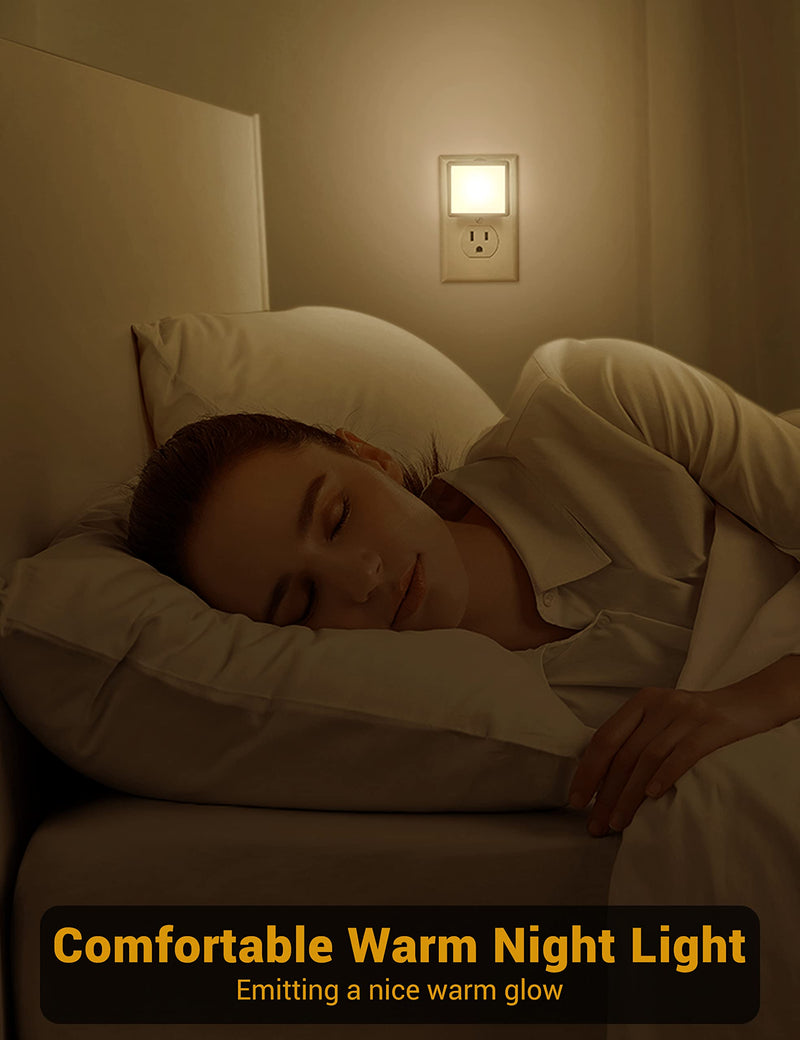 JandCase Night Lights Plug into Wall 2 Pack, Plug in Night Light with Dusk-to-Dawn Light Sensor, 3000K Soft White 0.3W, LED Nightlight for Bathroom, Adult, Hallway Warm White