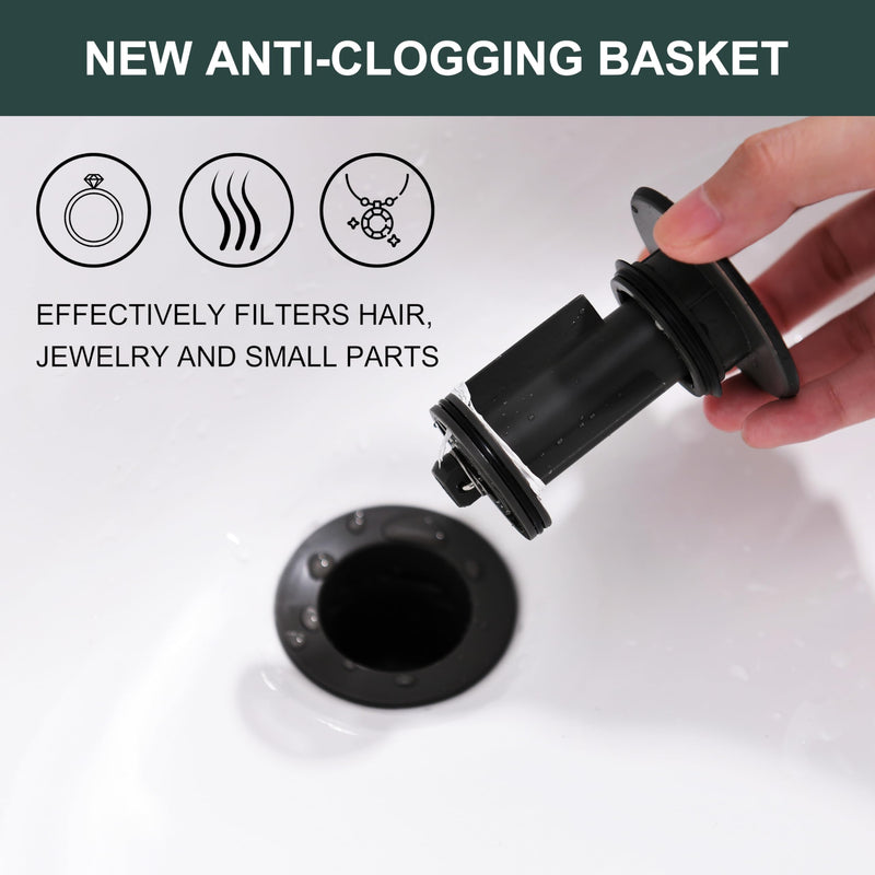 KENES Oil Rubbed Bronze Pop Up Sink Drain, Bathroom Vessel Lavatory Vanity Faucet Sink Drain Stopper, Sink Drain Assembly with Overflow Anti Clog Pop Up Drain Oil-rubbed Bronze