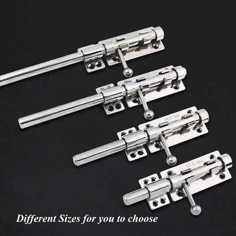 Gate Latch 304 Stainless Steel Slide Bolt Latch Heavy Duty Rustproof Barrel Bolt Latch Thickened Solid Outdoor Gate Lock Door Hardware for Shed Fence Trailer Silver 12 Inch