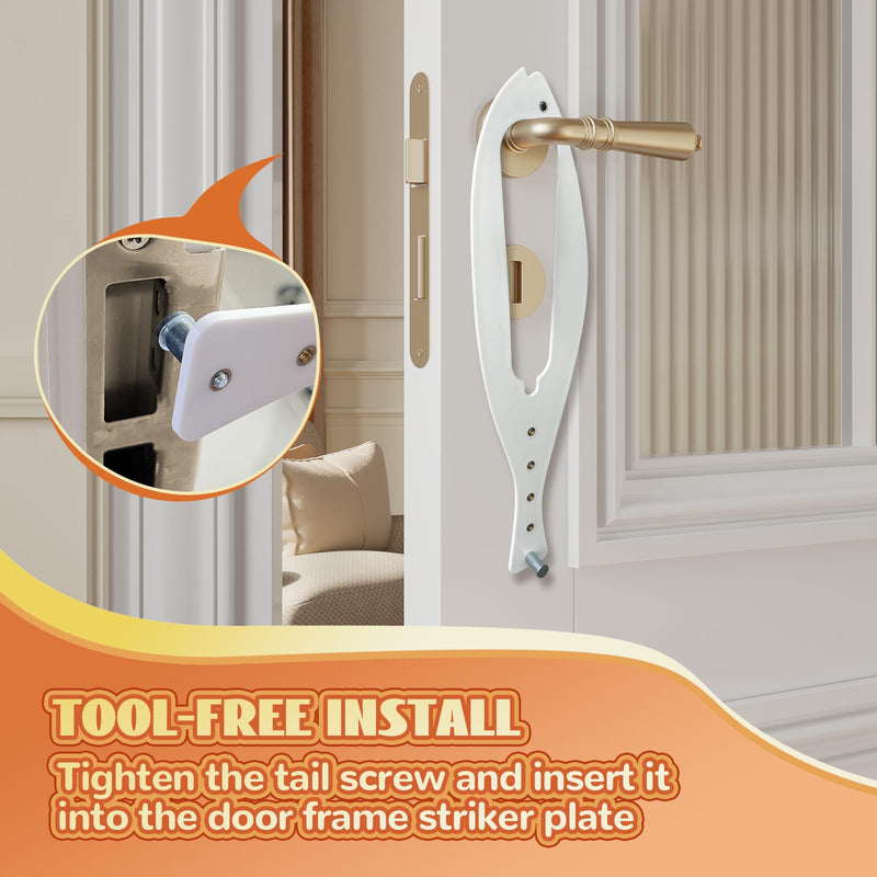 TGIOW Cat Door Latch, 2 Pcs Cat Door Stopper Pet Door Latch to Keep Dog Out of Litter Box and Food, Door Prop for Cat with 5 Adjustable Size Strap 2.5-6" Wide, No Measuring, Easy to Install, White 2pcs-white