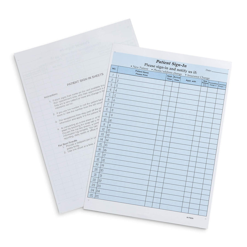 Blue Summit Supplies 25 Patient Sign in Forms, Carbonless 3 Part Forms with Peel Away Adhesive Labels, HIPAA Compliant for Privacy in Doctor, Medical, Dental Office, Blue, 25 Pack