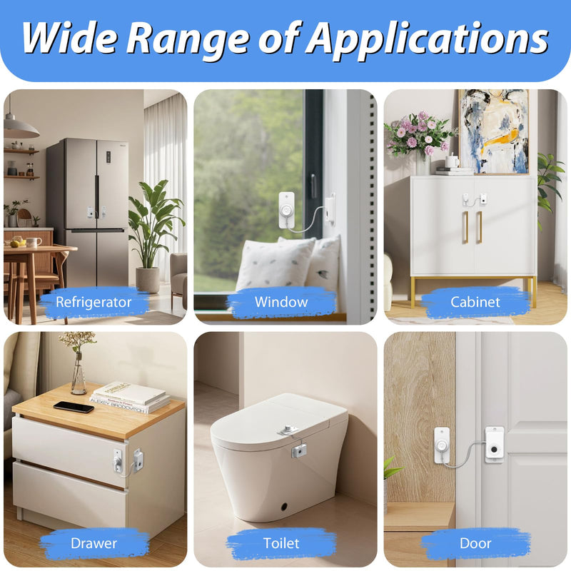 Fingerprint Fridge Lock,Child Proof Refrigerator Lock for Kids with Sticky Adhesive Pads,Cabinet Locks Baby Proofing for Fridge Cabinet Drawer Door Window Toilet