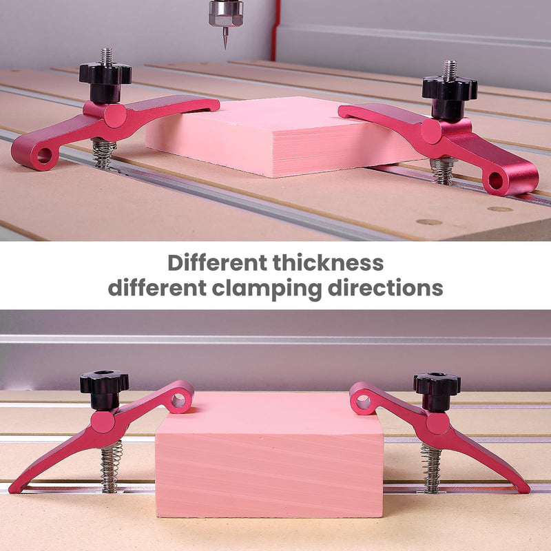 2PCS T-Track Hold Down Clamp for CNC Router Metalworking Woodworking, MDF Spoilboard with 6mm(0.24'') Threaded Hole Aluminum Spoilboard for M6 T-slot Nut 15 x 16mm(0.6 x 0.6'') 80mm-Length - NewNest Australia