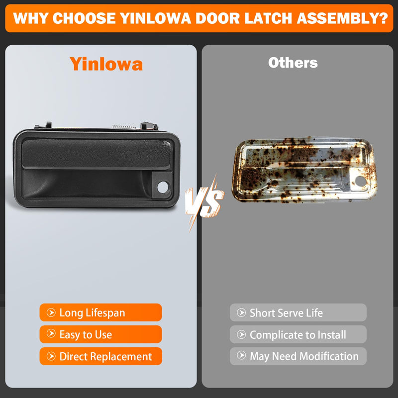 Yinlowa Front Exterior Door Handles with Lock Cylinder & Keys for 1988-2000 Chevy GMC C1500 C2500 C3500 K1500 K2500 K3500 Tahoe Suburban Yukon Escalade Pair Replaces 15742229 15742230 15032305 Front Left & Right (With Locks) Black