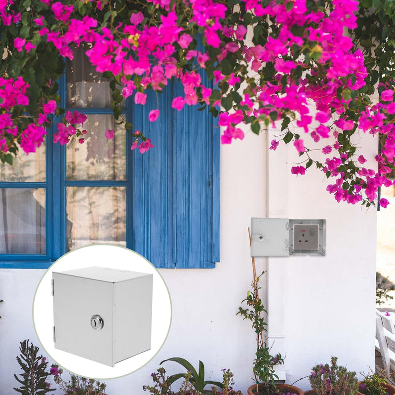SEWACC Heavy-duty Stainless Steel Electric Outlet Security Box Lockable Weatherproof Socket Cover For Outdoor Use Anti-theft Electrical Box For Safety
