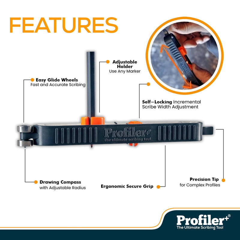 Multifunction Scribing Tool, Transfer the Outline of Any Surface onto Any Material, Precision Measuring Tool, Contour Gauge, Compass Scriber, Carpenter, Construction, Woodworking Scribe Tool