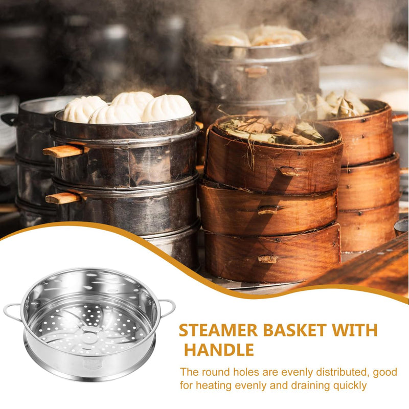 Hemoton 12 Inch Stainless Steel Steamer Basket Stackable Steamer Insert for Pots Multi-Functional Vegetable Rack for Dumplings Fish Meat Rice Cooking