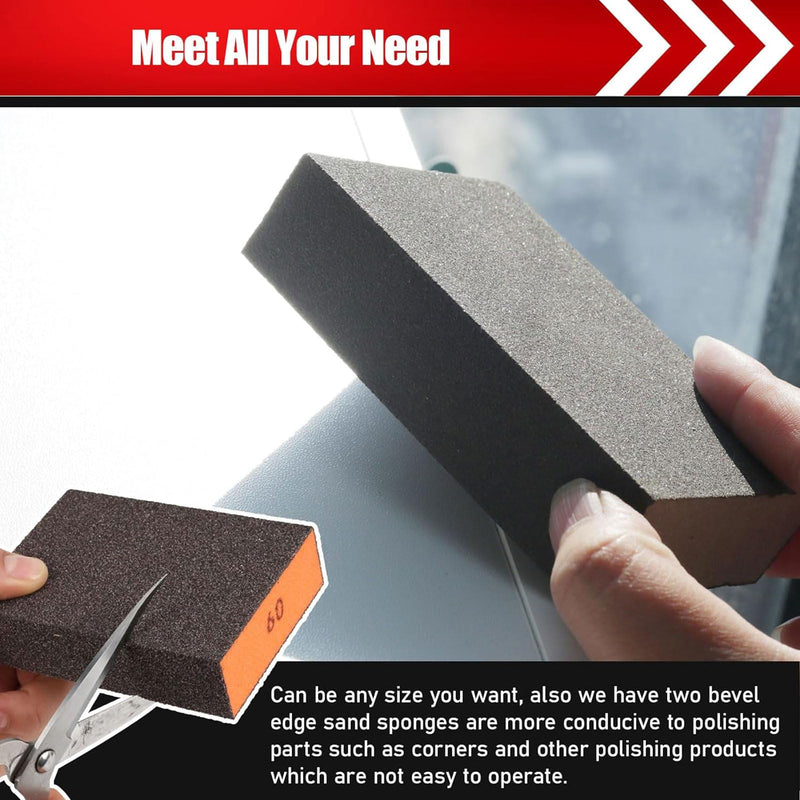 10 Pcs Sanding Sponge, Washable and Reusable Sanding Block 60/80/100/120/180/220 Grit Sand Paper Assortment for Wood Drywall Metal Glasses Sandpaper Block Sand Paper Brick - NewNest Australia
