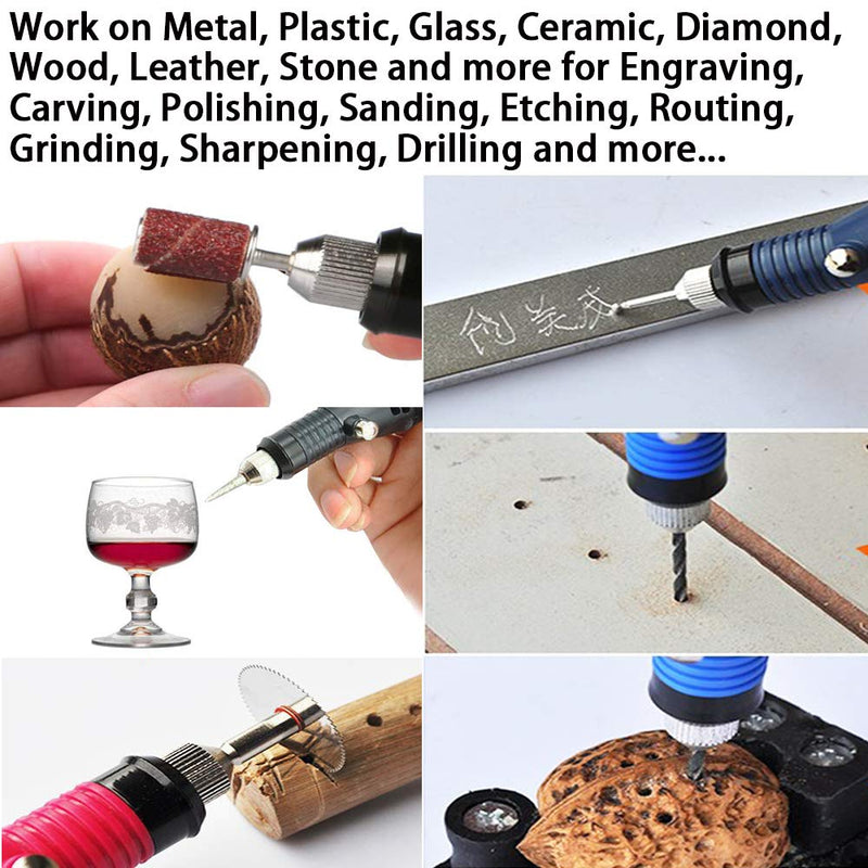 108 Pcs Engraving Tool Kit, Multi-Functional Electric Corded Micro Engraver Etching Pen DIY Rotary Tool for Jewelry Glass Wood Metal Plastic with Scriber, 82 Accessories and 24 Stencils - Red