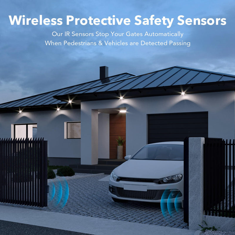 CO-Z Infrared Sensor Set for Gate Opener, Lens Rotatable Infrared Photoelectric Beam Sensor with Wireless Receiver, Outdoor Gate Sensor Infrared Detector for Garage Door Window Balcony