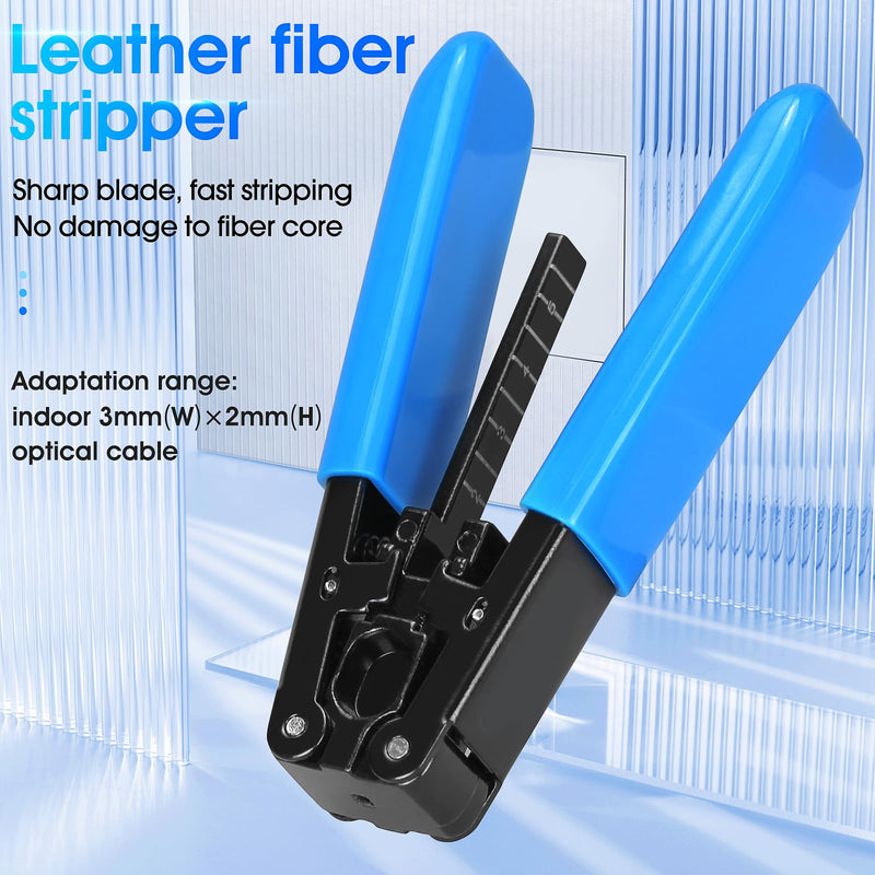 Fiber Termination Tool Kit, X5 Fiber Cleaver 5-in-1 FTTH Fiber Tool Set | 3-Hole Wire Stripper & Leather Cable Stripper, Portable Fiber Optic Cutting Tools, for Network Wiring, Fusion Installation BAOSHLA 5-Piece Fiber Optic Termination Tool Set