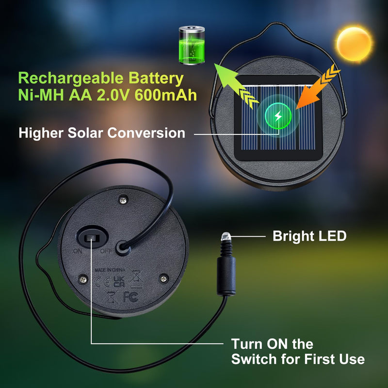 AA 600Mah Solar Light Replacement Top Parts for Solar Outdoor Lantern, Waterproof LED Lights for Yard, Garden, Patio Decor DIY Gifts (1Pack) Black1