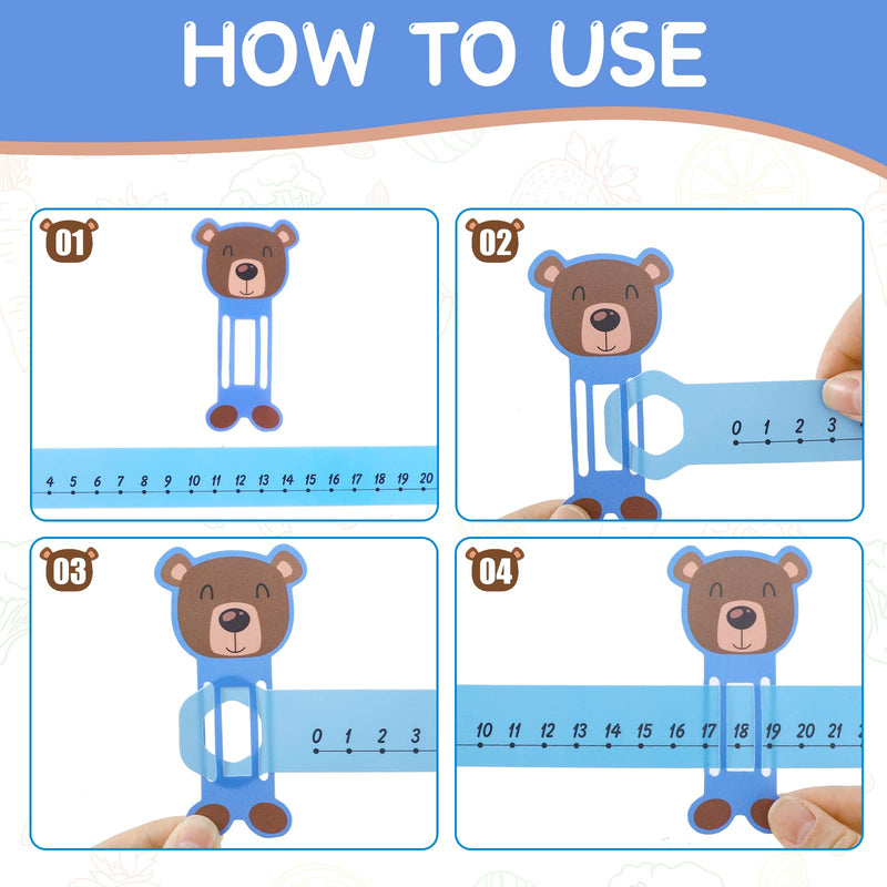 24 Pcs Slide and Learn Number Line 16.5 x 1.5 Inch PVC Number Line for Student, 0 to 30 Math Number Line Animal Positive Integers Number Lines Childhood Education Materials for School (Bright Colors) Bright Colors