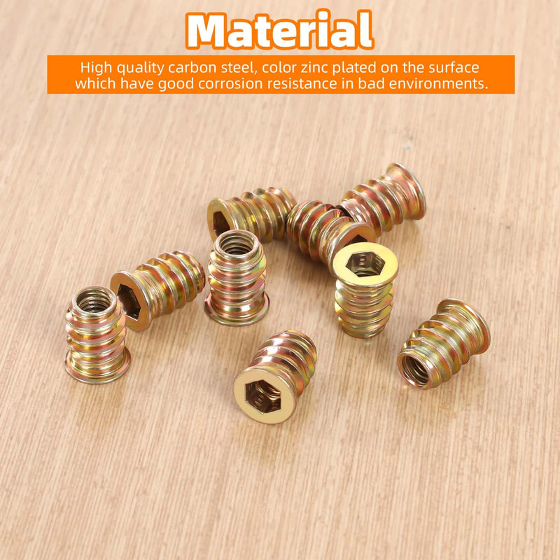 3/8-16 x 25mm Wood Inserts Bolt Furniture Screw in Nut Threaded Fastener Connector Hex Socket Drive for Wood Furniture, 25 PCS 3/8-16 x 25mm