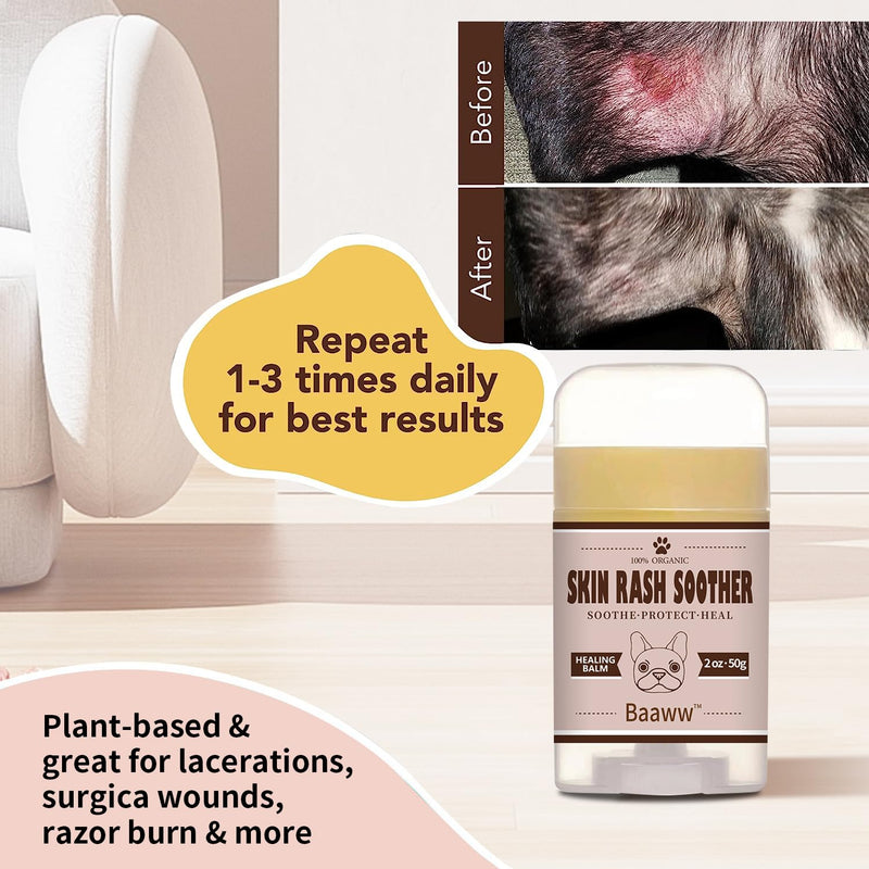 Dog Skin Rash Soother, Stick 2OZ, Allergy and Itch Relief for Dogs, Skin Moisturizer, Organic & All-Natural, Dog Moisturizer for Dry Skin, Dog Lotion, Ultimate Healing Balm, Dog Rash Cream 59 ML 2.0 - PawsPlanet Australia