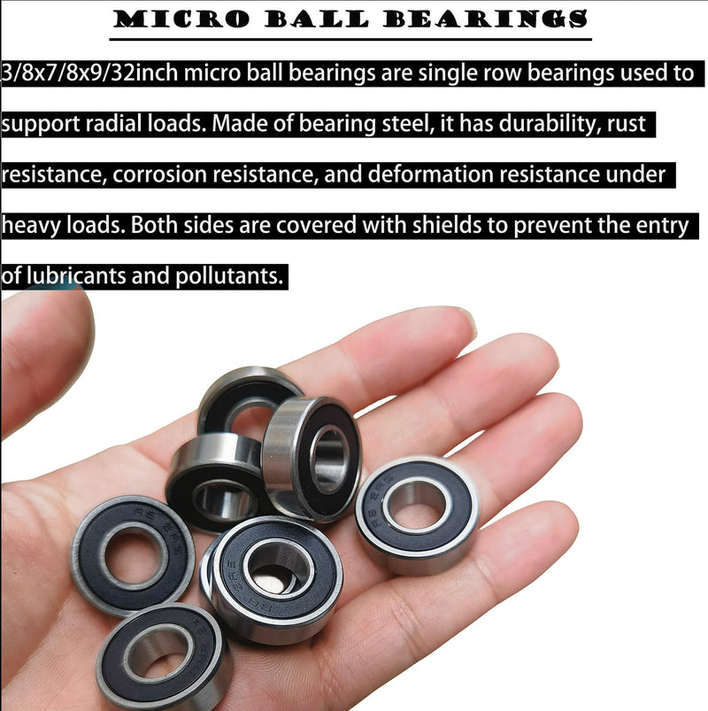 20 PCS R6-2RS Bearings 3/8 ID x 7/8 OD x 9/32 Width Small Bearings Pre-Lubricated and Double Rubber Sealed Miniature Deep Groove Ball Bearing 20