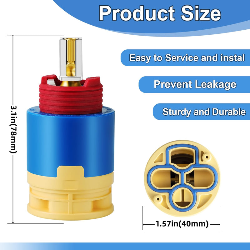 JL02BJ HL-40 Ceramic Pressure Balance Shower Cartridge,40mm Shower Faucet Cartridge Replacement,for Tub and Shower Valves