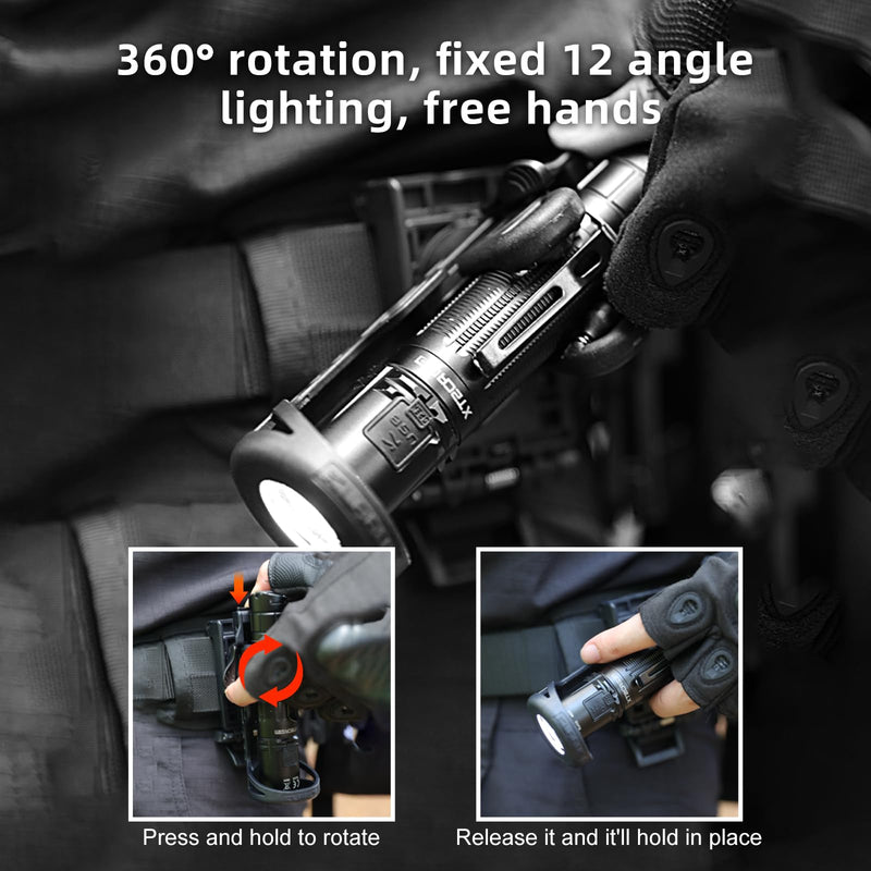 klarus AH3 2024 New Flashlight Holster, Duty Belt Flash Light Holder Tactical Pouch for Police Law Enforcement Guard Automotive Technicians Outdoor Enthusiasts Black