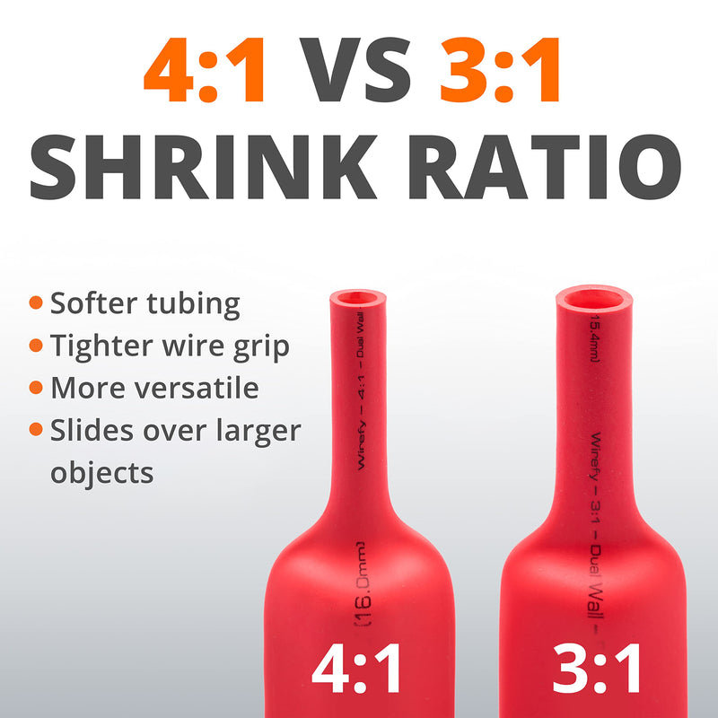 Wirefy 5/8" Heat Shrink Tubing - 4:1 Ratio - Adhesive Lined - Resistant Heat Shrink - 50 Feet Roll - Red