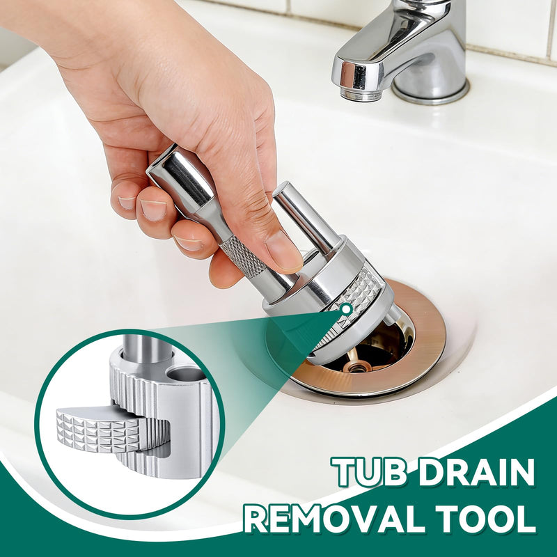 97258 3/8“ Tub Drain Removal Tool, Equipped With a 3/8" Ratchet Wrench, for Bathtub, Drains, Household Sewers, Bathroom Sink Drains, Kitchen Sink Drains, etc Plumbing Repairs ﻿