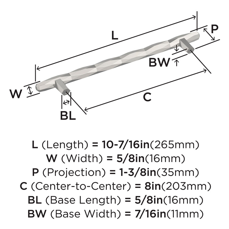 Amerock St. Vincent 8 inch (203 mm) Center-to-Center Polished Nickel Cabinet Pull, BP55500PN