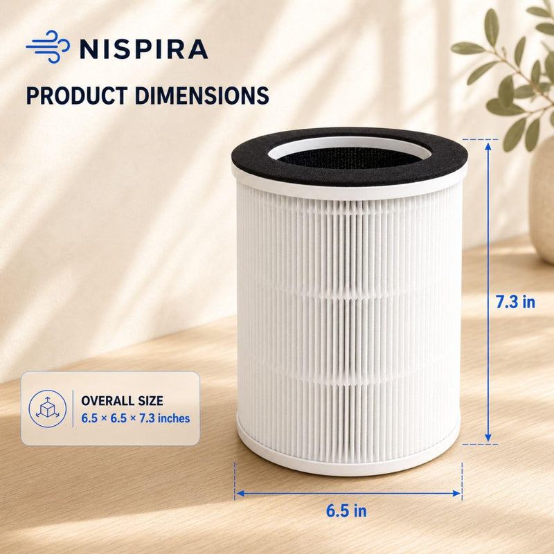 Nispira AP206 KJ100 3-in-1 HEPA Replacement Filter Compatible with AIRFIRE, FRESHDEW AP9081 Air Purifier, 2 Pack