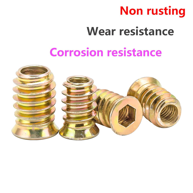 20 Pcs Threaded Insert, Hex Drive Threaded Inserts for Wood, Furniture Nuts, Hex Socket Drive M4x10mm, Wood Inserts M4 x 10