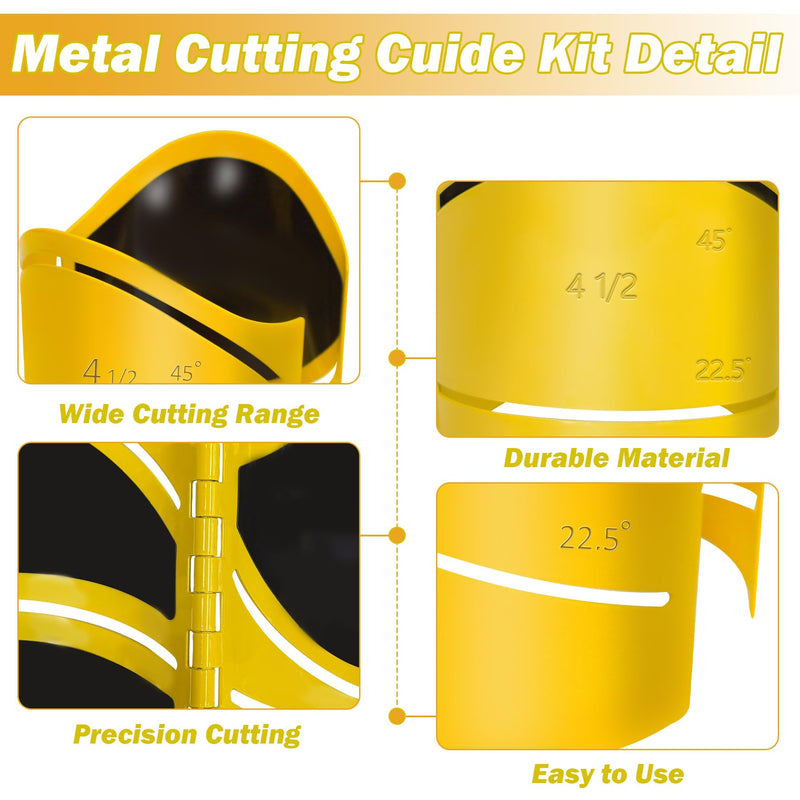 Metal Cutting Guide Kit 4-1/2 inch Pro Pipe Cutting Guide Cuts at 45°, 90°, 22.5°and saddle cut, Cut Pipe Saddle Template Cutting Guide