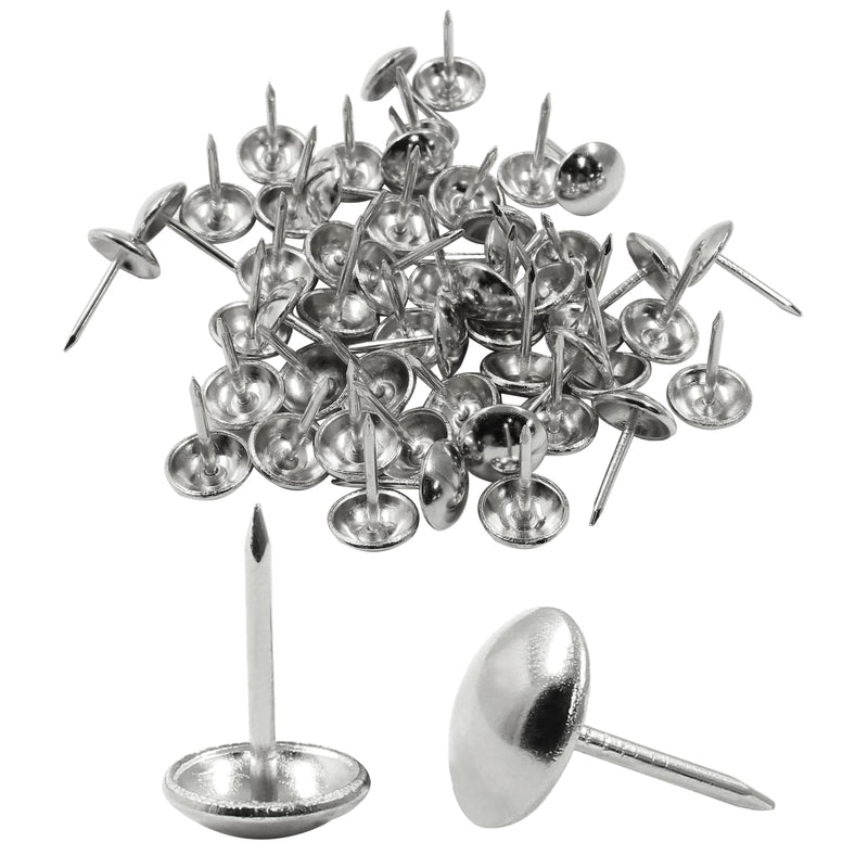 100Pcs 7/16 Inch (11mm) Silver Upholstery Tacks, Antique Round Metal Thumb Tacks Furniture Upholstery Pins for Cork Board, Sofa, Couch, Craft, DIY Decoration 7/16"
