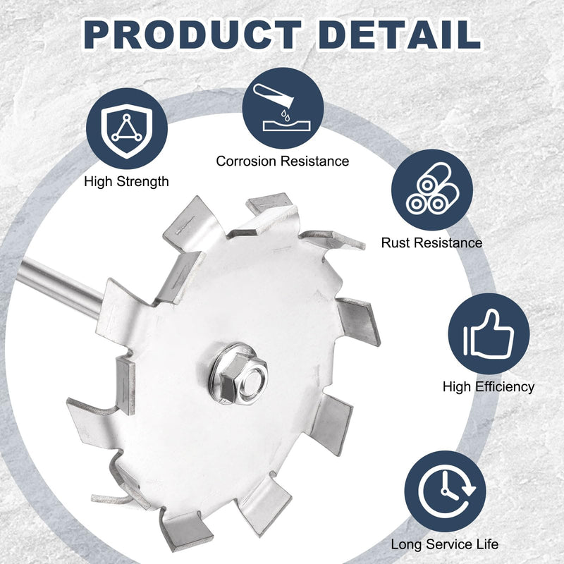 PATIKIL Dispersing Disc, 100mm / 3.94" 304 Stainless Steel Dispersion Impeller High Speed Dispersing Machine Blade Paddle Impeller with 8mm Shaft Hole 8x300mm Rod for Factory Laboratory 100mm / 3.94"-8x300mm