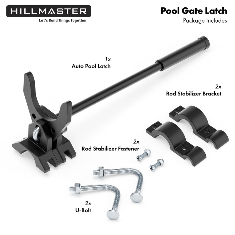 Auto Pool Gate Latch,Chain Link Child Safety Pool Latch for Chain Link 1-3/8" Gate Frames and 2-3/8" Gate Posts,Push Style Pool Latch for Outdoor Fence Self-Latching Pool Latch with Spring Closer 1-3/8"x2-3/8"