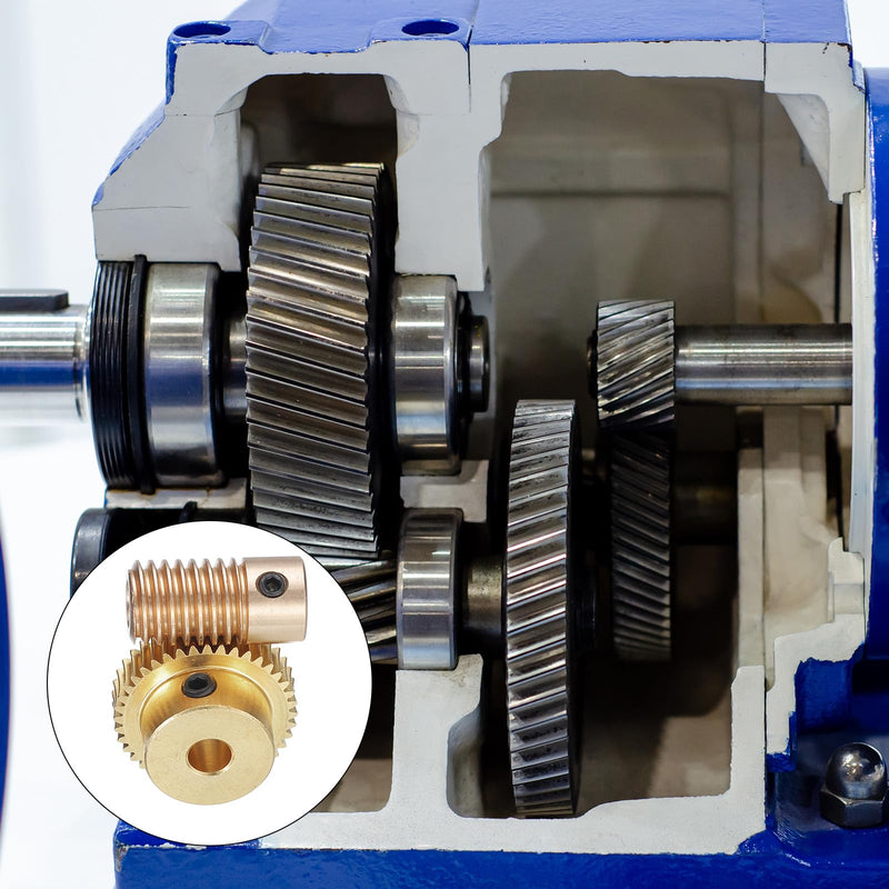 uxcell Worm Gear Set - 0.5 Module 40:1 Reduction Rate 5mm Hole Dia Gear Shaft and 5mm Hole Dia Gear Wheel 40T Drive Gear Box (Brass)