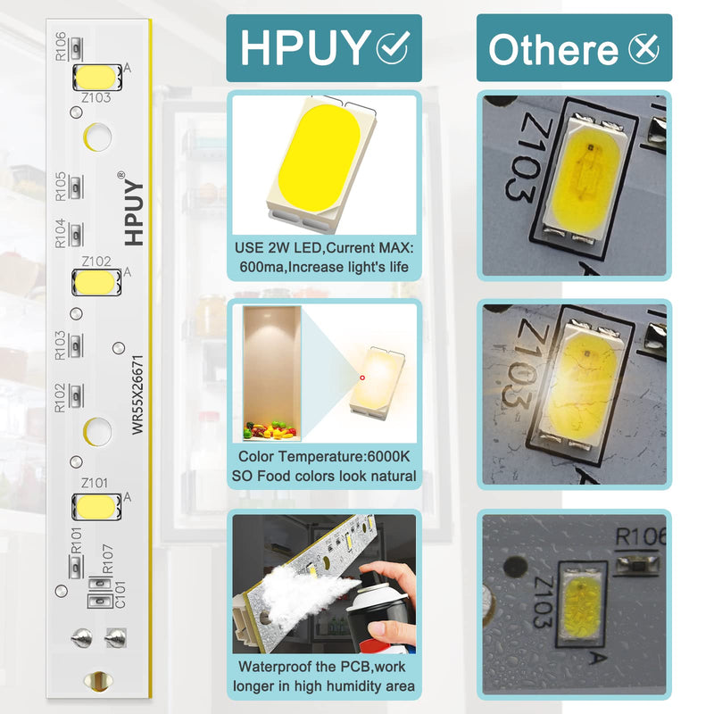 WR55X26671 LED Light Compatible for GE Refrigerators LED Light Board Replacement PS11767930 AP6035586 4468532 EAP11767930 Only LED PCB Board 1PCS