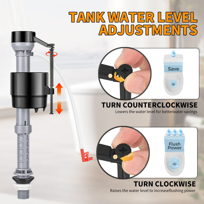 Universal Toilet Repair Kit Inside Tank, 2-Inch Flapper, Adjustable Fill Valve,Toilet Flusher Replacement Kit, Quiet and Easy to Install (Red)