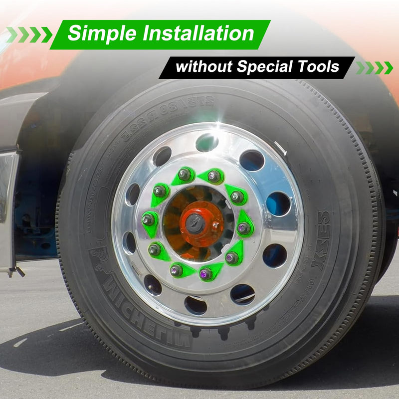 100PCS Loose Lug Nut Indicators for 32mm/33mm/34mm Nuts Wheel Check Indicators for Semi Trucks, High Visibility Green 100 PCS