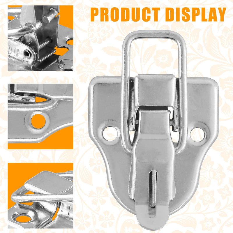 Zorfeter 2Pcs Modern Silver Style Duckbilled Hasp Clasp Latch Lock Box Toggle Latch with Padlock Hole for Jewelry Box Cabinet Toolbox Vintage Suitcases (with Screws) 2