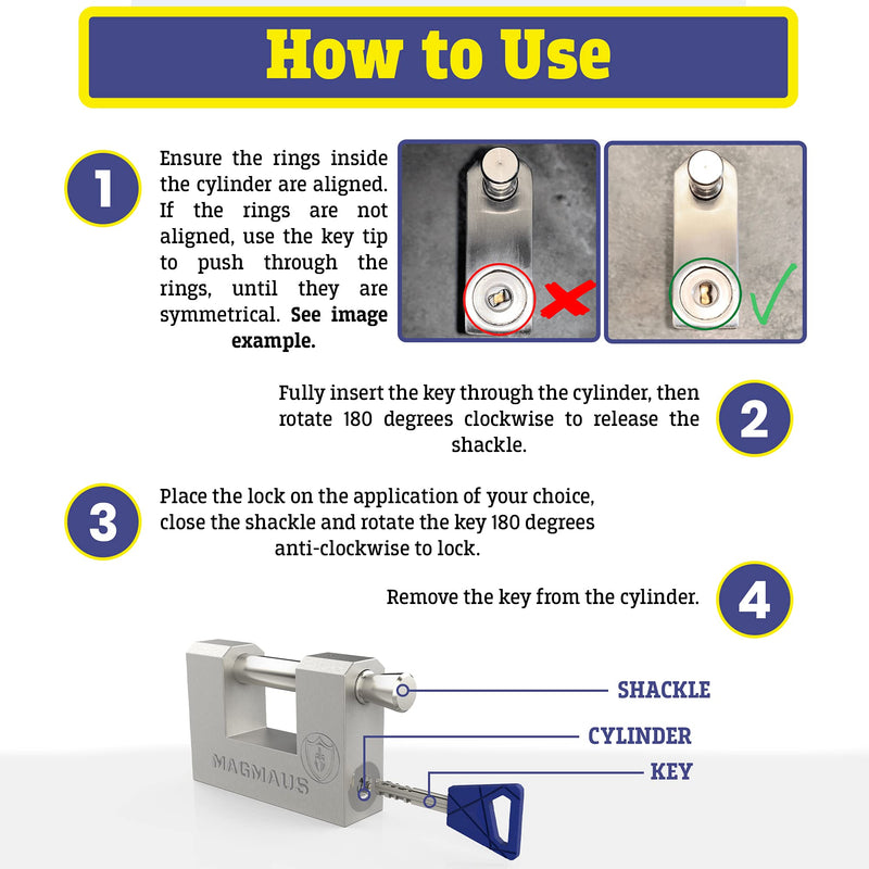 Magmaus® RTL70 Heavy Duty Lock for Shipping Container - [Weatherproof] - Secure Outdoor Lock for Storage Unit, Gate, Shed, Fence, Door - 3 Keys 70 mm 1 Pack - 3 Keys Silver