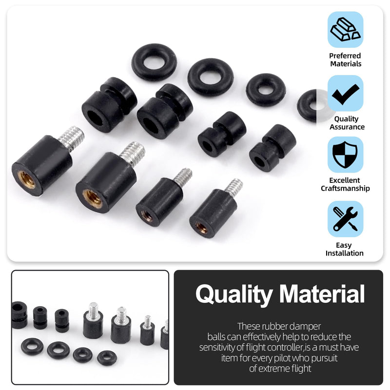Glarks 24pcs Anti-Vibration Standoffs and Rubber Damper Balls Set Includes M2 M3 Flight Controller Anti-Vibration Fixed Screws and Mount Shock Absorption Balls with Rubber O-Rings m2, m3