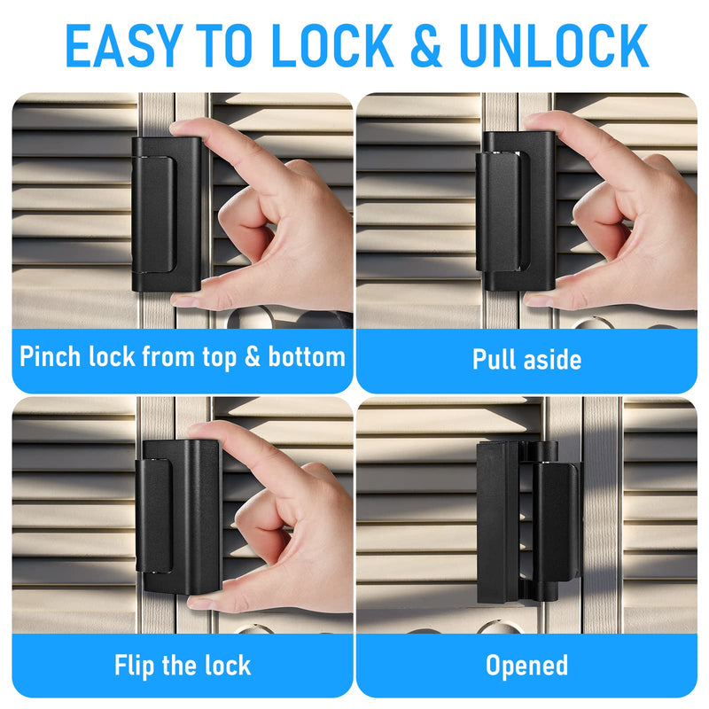 3Pack Home Security Door Reinforcement Lock, Childproof Safety Door Lock Latch Inside Stopper, Add High Security to Prevent Home Unauthorized Entry, Aluminum Construction Finish Black 3