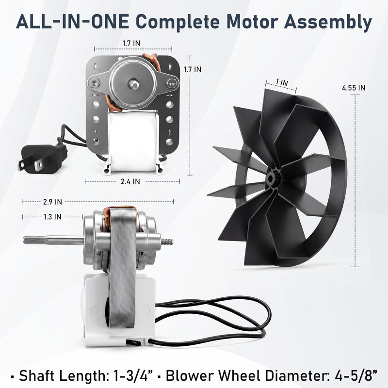 TOMOON Upgraded BP27 S97012038 Bathroom Fan Motor for Br-oan Nu-Tone 659 662 663 668 678 688 Series, 50 CFM Quiet 2.0 Sones Ventilation Kit with Durable Black Blower Wheel (120V 3000 RPM CCW)